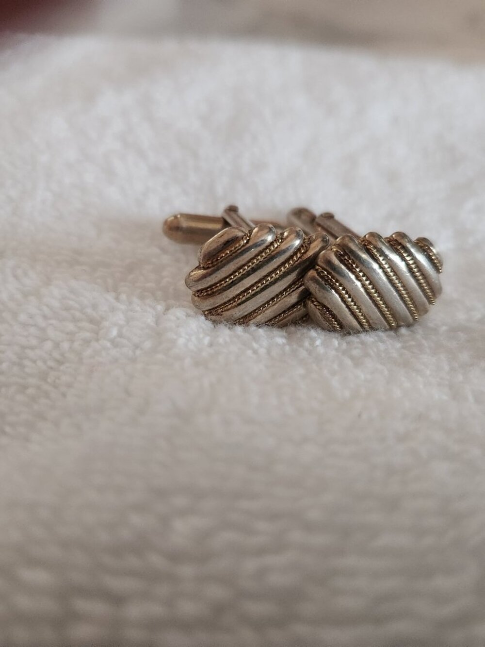 Vintage Tiffany & Co. 18K Gold & Sterling Silver 925 750 Ribbed Rope Cufflinks